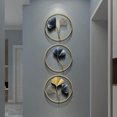 Leaf Ring Set Of 3 Metal Round Wall Art Decor Sculpture