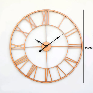 DECOR WISHES metal Decorative Round Analog Metal wall clock Roman Numbers Sweep Movement Wall Clock