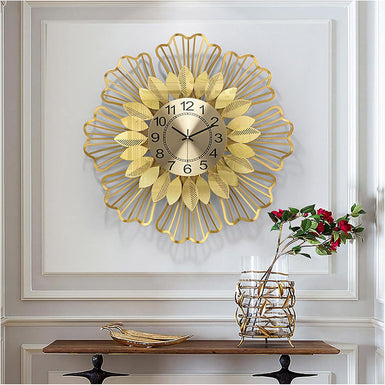 Flower Metal Wall Clock For Living Room , Bedroom