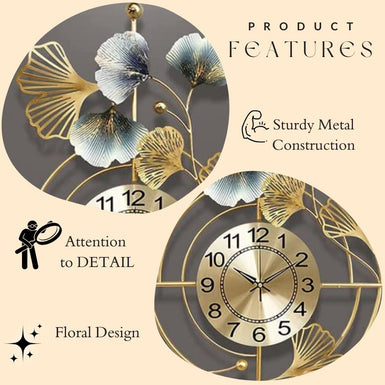 Decor Wishes® Floral Petal Metal Clock for Wall Decor Designer Clock