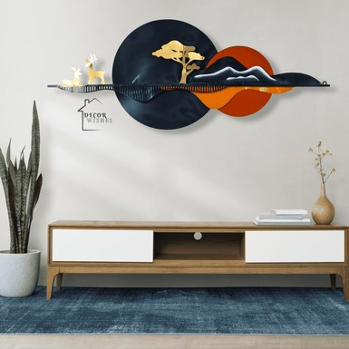 DEER AND MOON ABSTRACT WALL ART