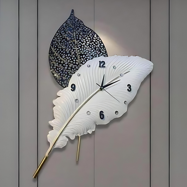 DECOR WISHES  metal  Wall Clock Watch Digital Luxury wall clock  Creative Feather Modern Design Art Clock