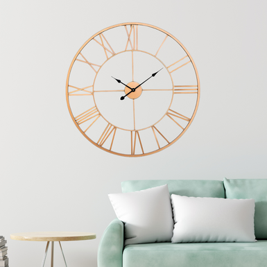 DECOR WISHES metal Decorative Round Analog Metal wall clock Roman Numbers Sweep Movement Wall Clock